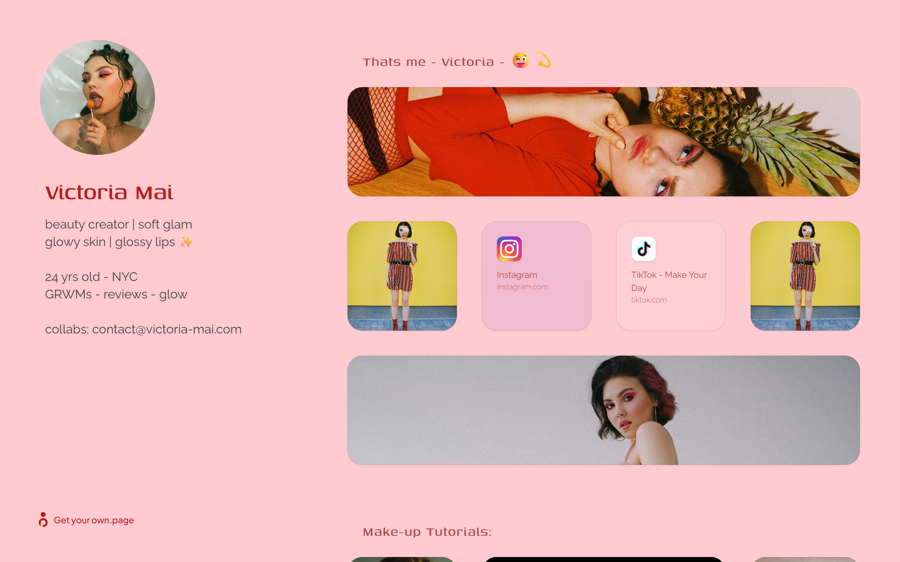 Influencer example page