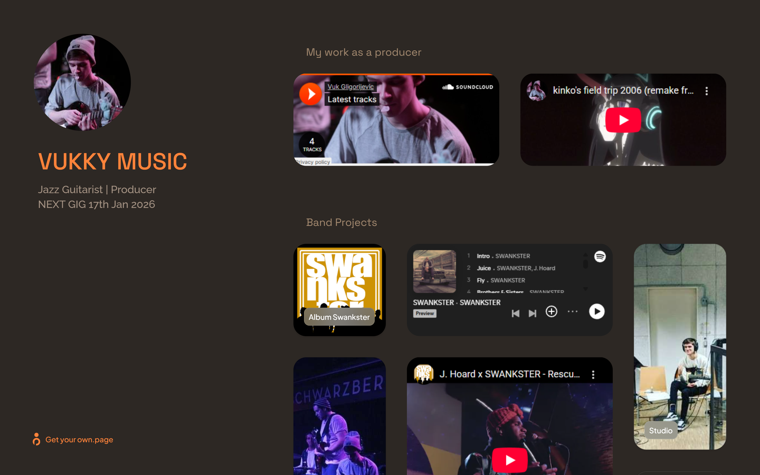 Musician example page