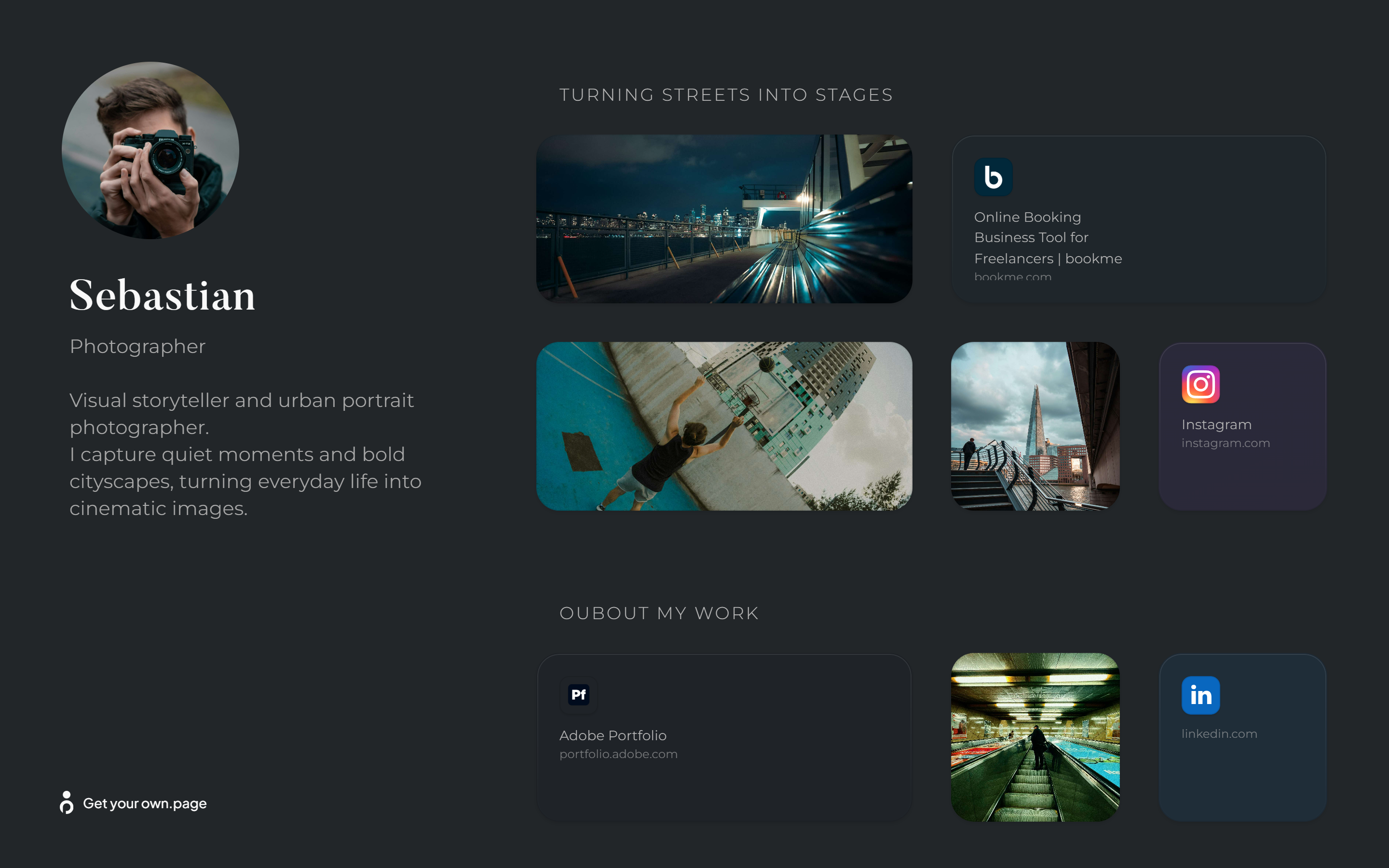 Photographer example page