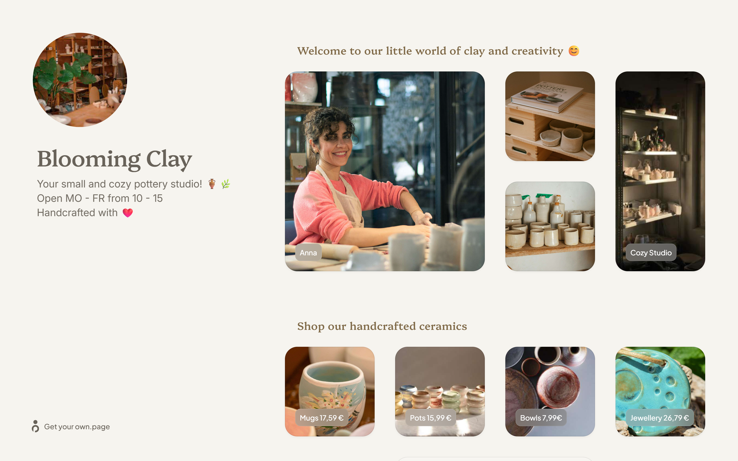 Small business example page